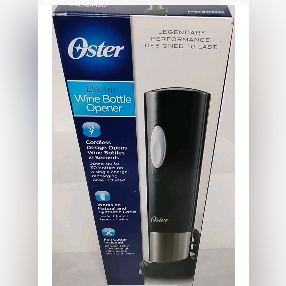 Oster Wine Bottle Opener Electric Rechargeable Foil Cutter Works on All Corks